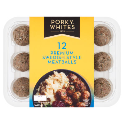 Porky Whites 12 Premium Swedish Style Meatballs 340g