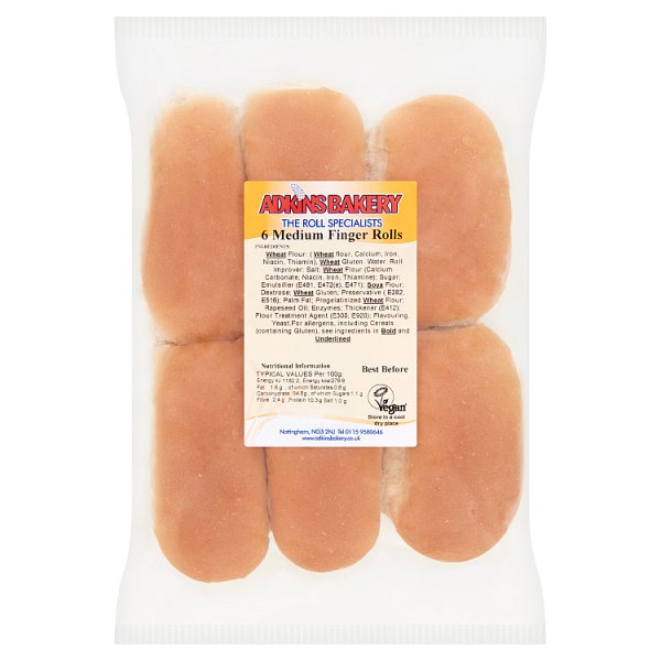 Adkins Bakery Medium Finger Rolls x6