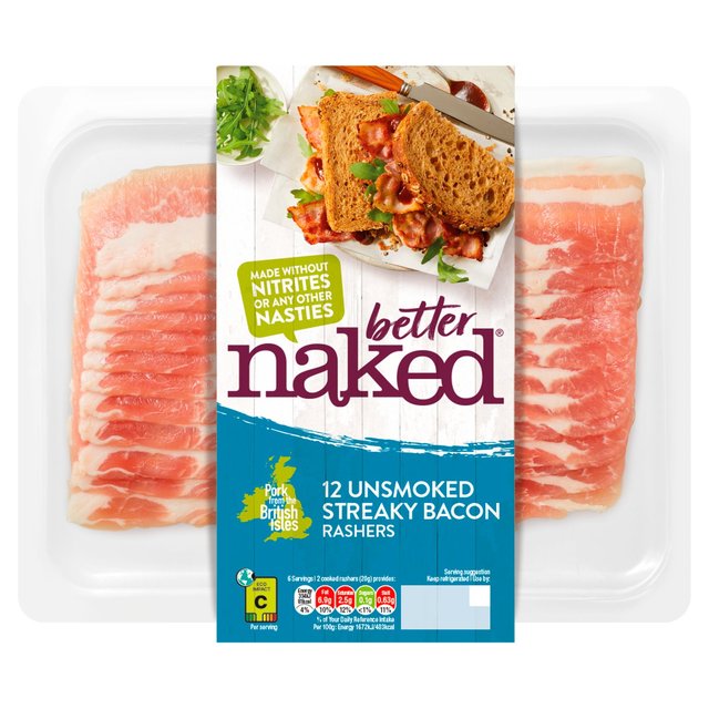 Finnebrogue Unsmoked 12 Naked Streaky Bacon 200g