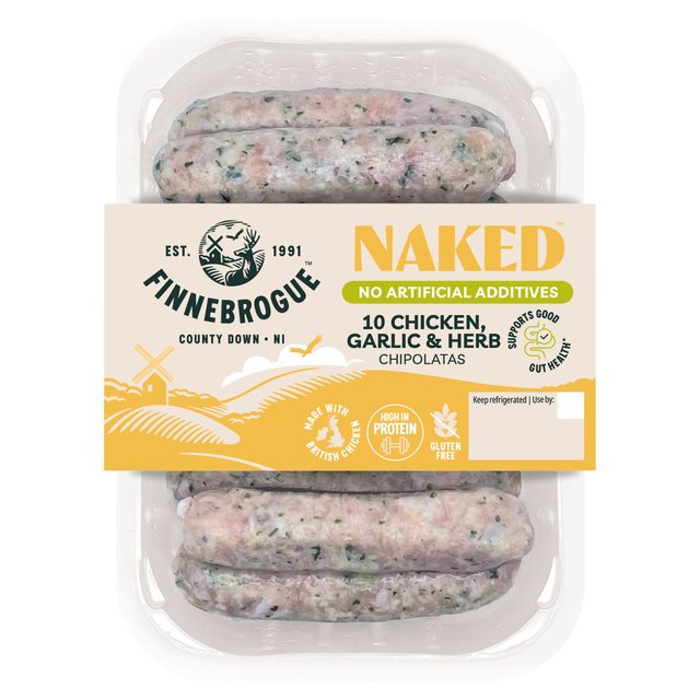 Finnebrogue Naked Chicken Garlic & Herb Chipolatas