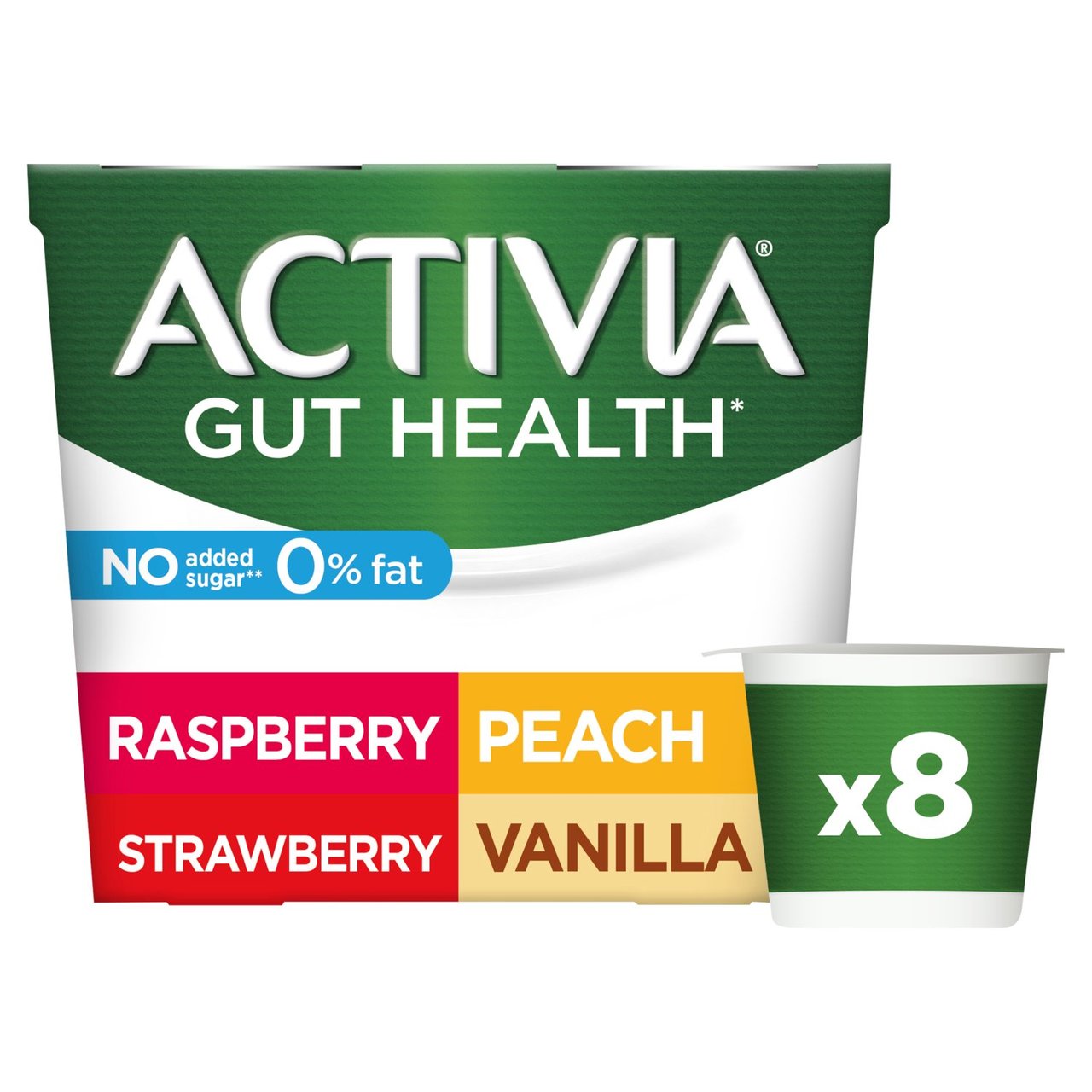 Activia Strawberry Vanilla Peach & Raspberry No Added Sugar Fat Free