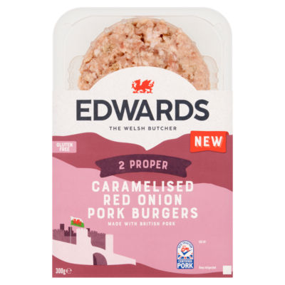 Edwards 2 Caramelised Red Onion Pork Burgers