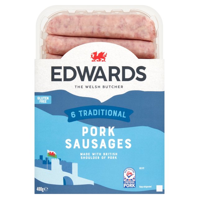 Edwards 6 Traditional Pork Sausages 400g