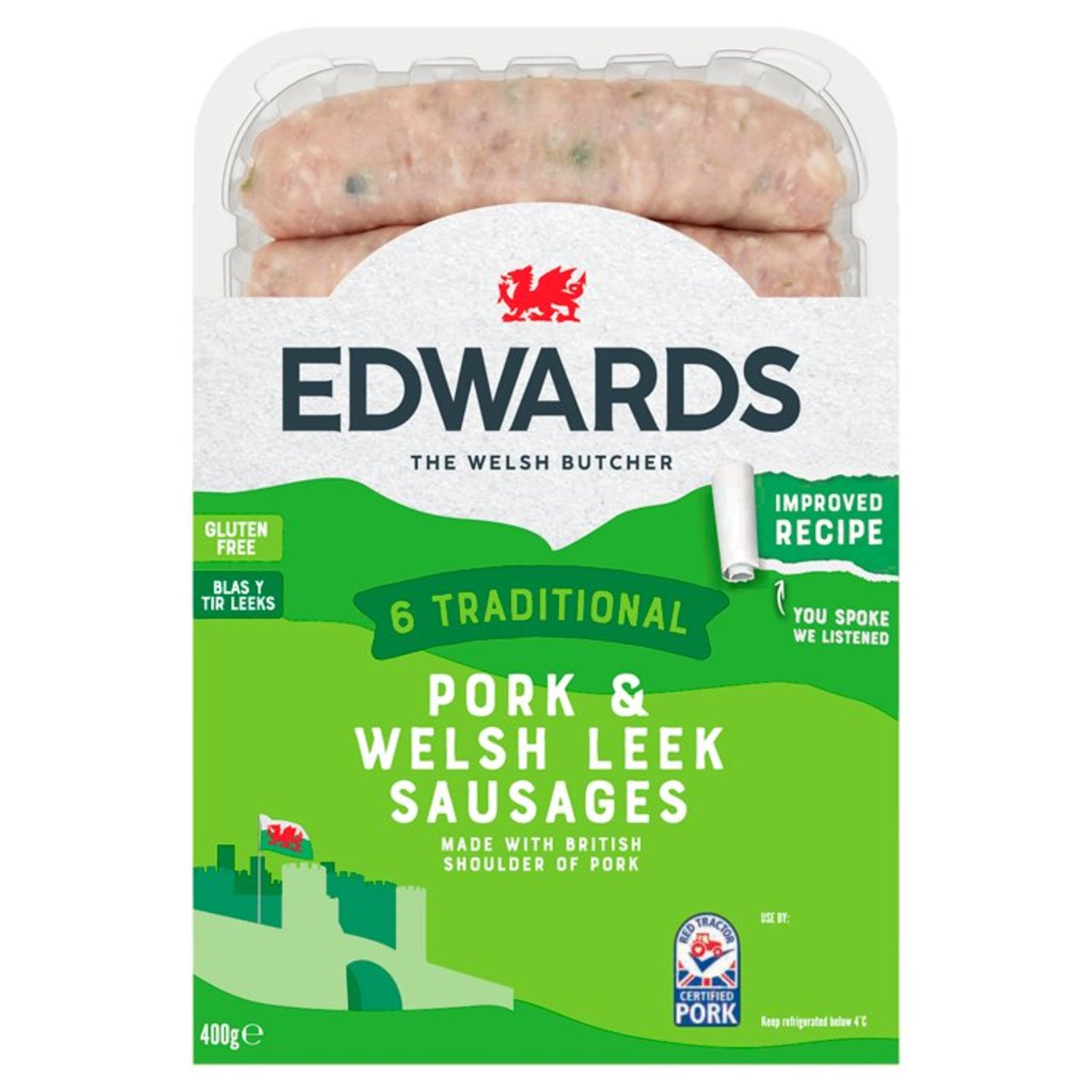 Edwards 6 Pork & Leek Sausages