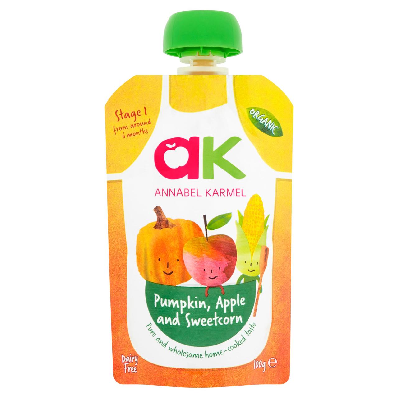 Annabel Karmel Organic Pumpkin Apple & Sweetcorn Pouch, 6 mths+