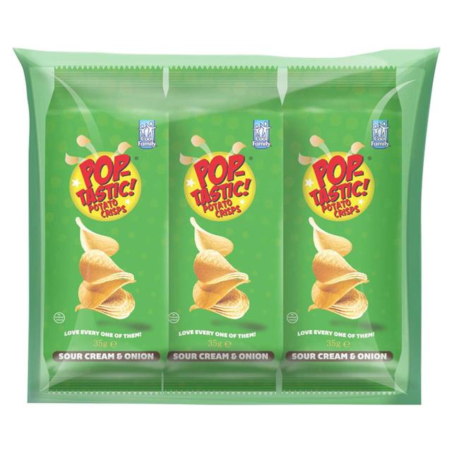 Pop-Tastic Potato Crisps Sour Cream & Onion  3 x 35g