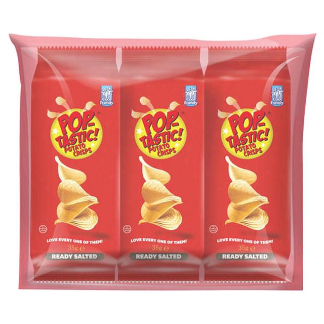 Pop-Tastic Potato Crisps Ready Salted  3 x 35g