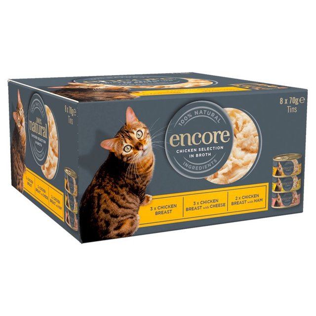 Encore Cat Tins, Chicken Selection in Broth 8 x 70g