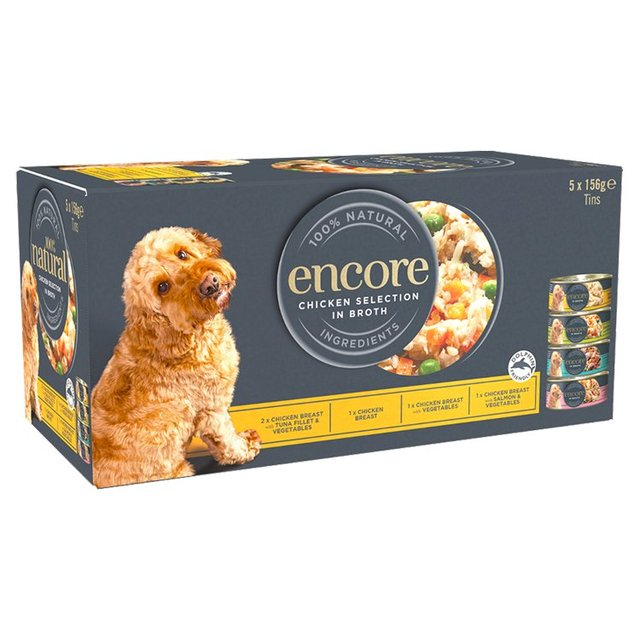 Encore Dog Tins, Chicken Selection in Broth 5 x 156g