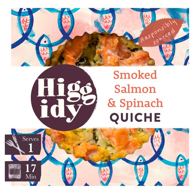 HIGGIDY Smoked Salmon & Spinach Quiche 155g