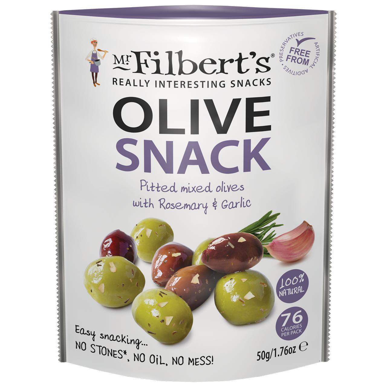 Mr Filberts Olive Snacks Mixed Olives with Rosemary & Garlic