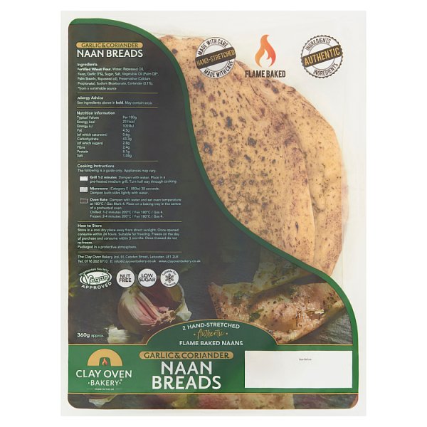 The Clay Oven Bakery Garlic & Coriander Naan Bread 360g