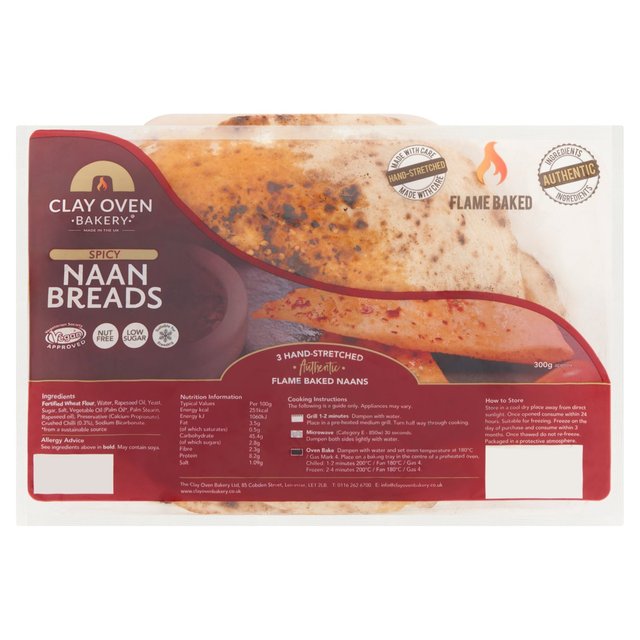 The Clay Oven Bakery Spicy Naan Bread 300g