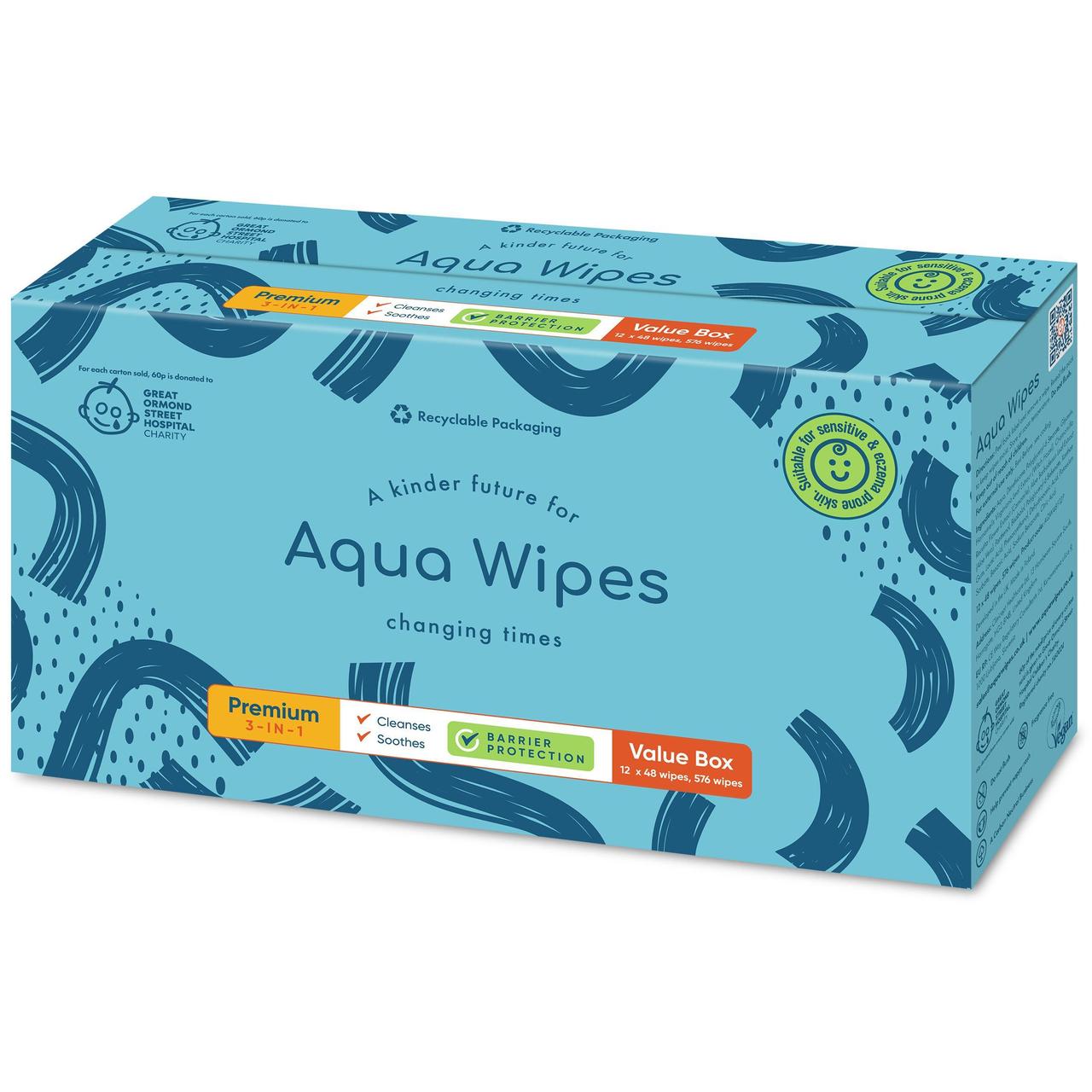 Aqua Wipes Premium 3 in 1 Barrier Baby Wipes Multipack 