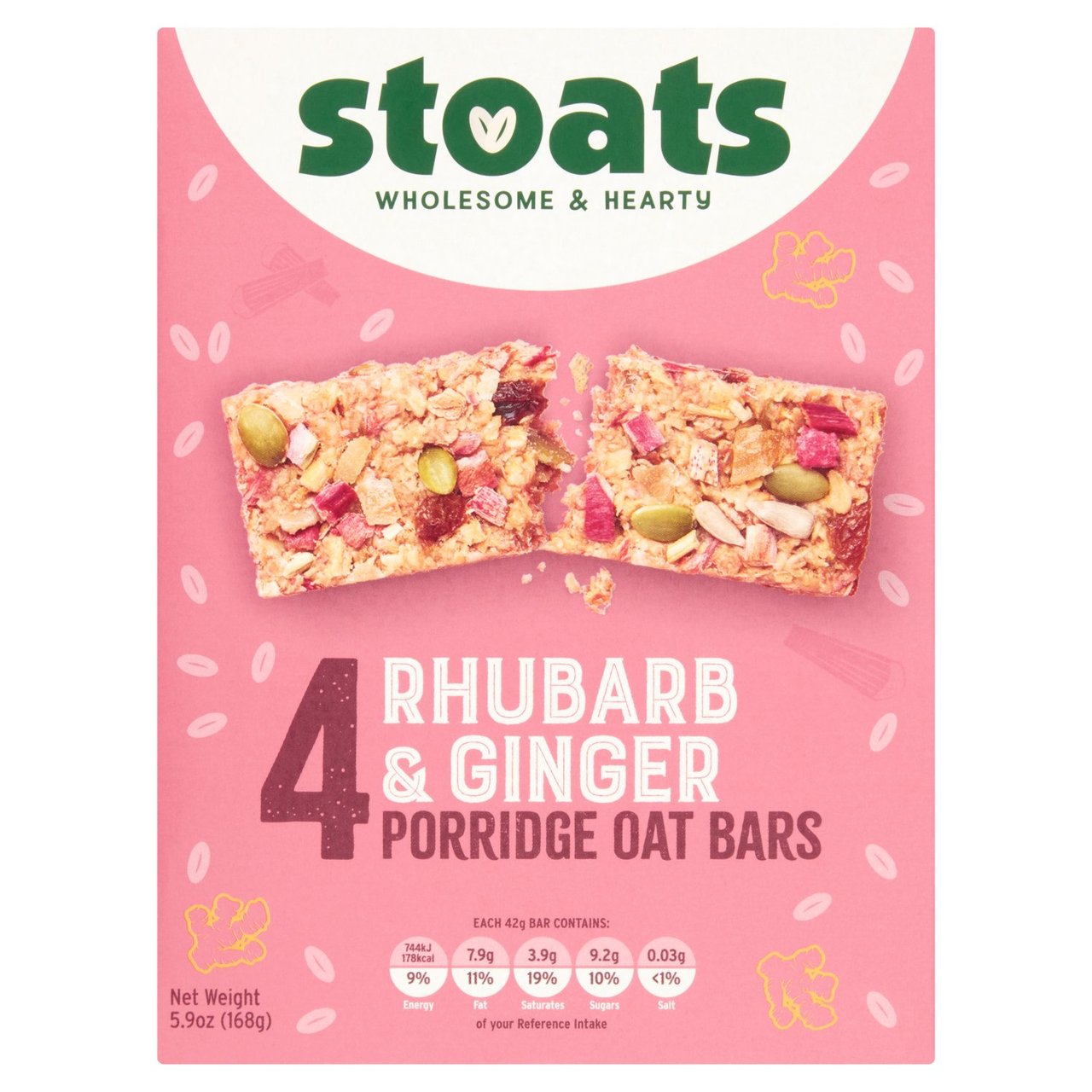 Stoats Rhubarb & Ginger Porridge Oat Bars