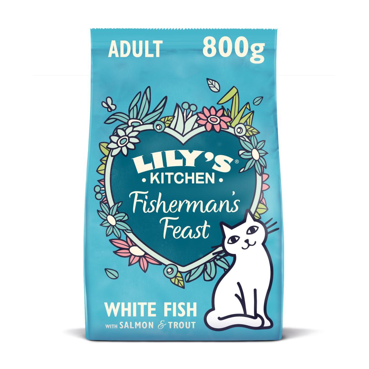 Lily's Kitchen White Fish and Salmon Fisherman's Feast Complete Adult Dry Cat Food