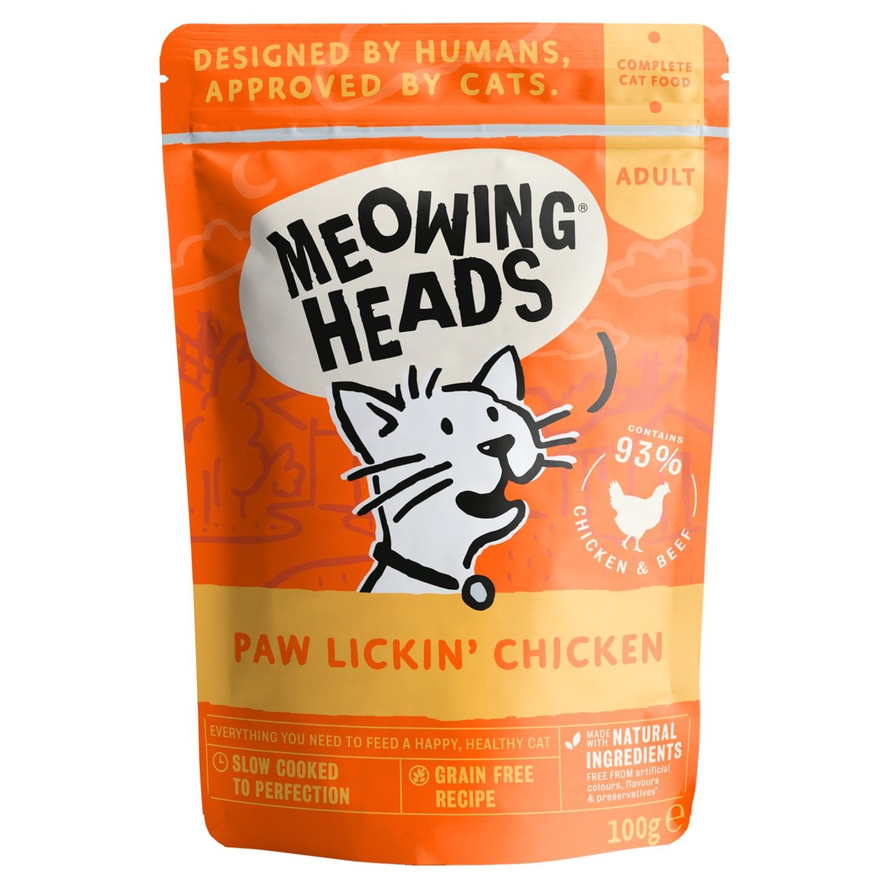 Meowing Heads Paw Lickin' Chicken Wet Cat Food Pouch