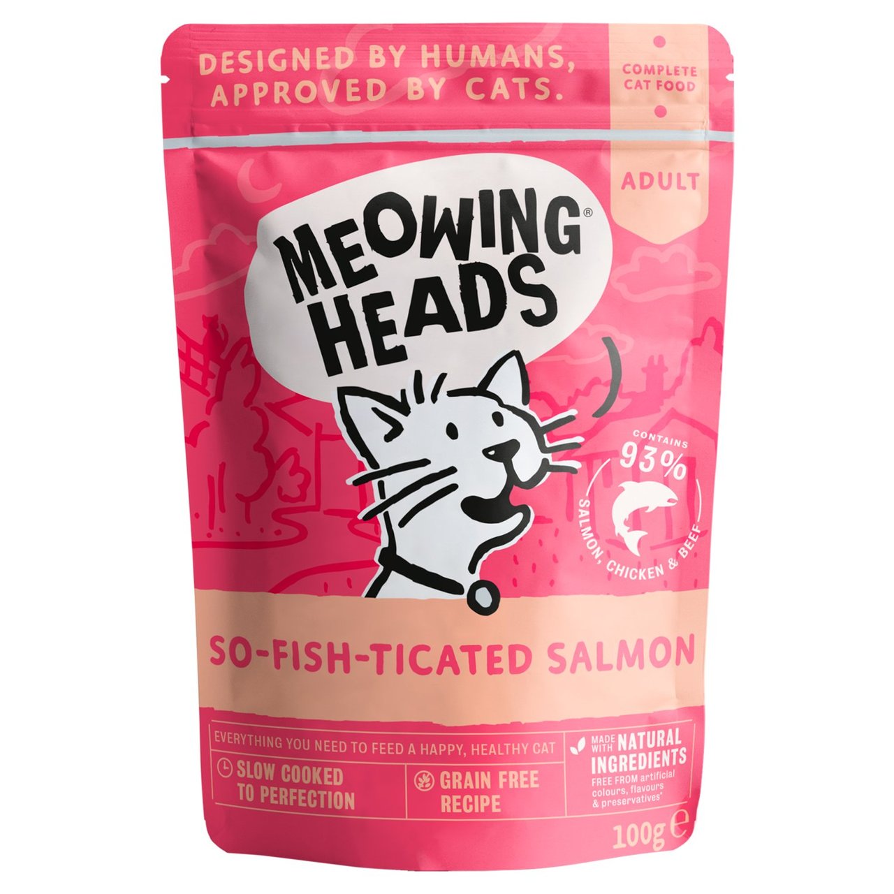 Meowing Heads So-fish-ticated Salmon Wet Cat Food Pouch