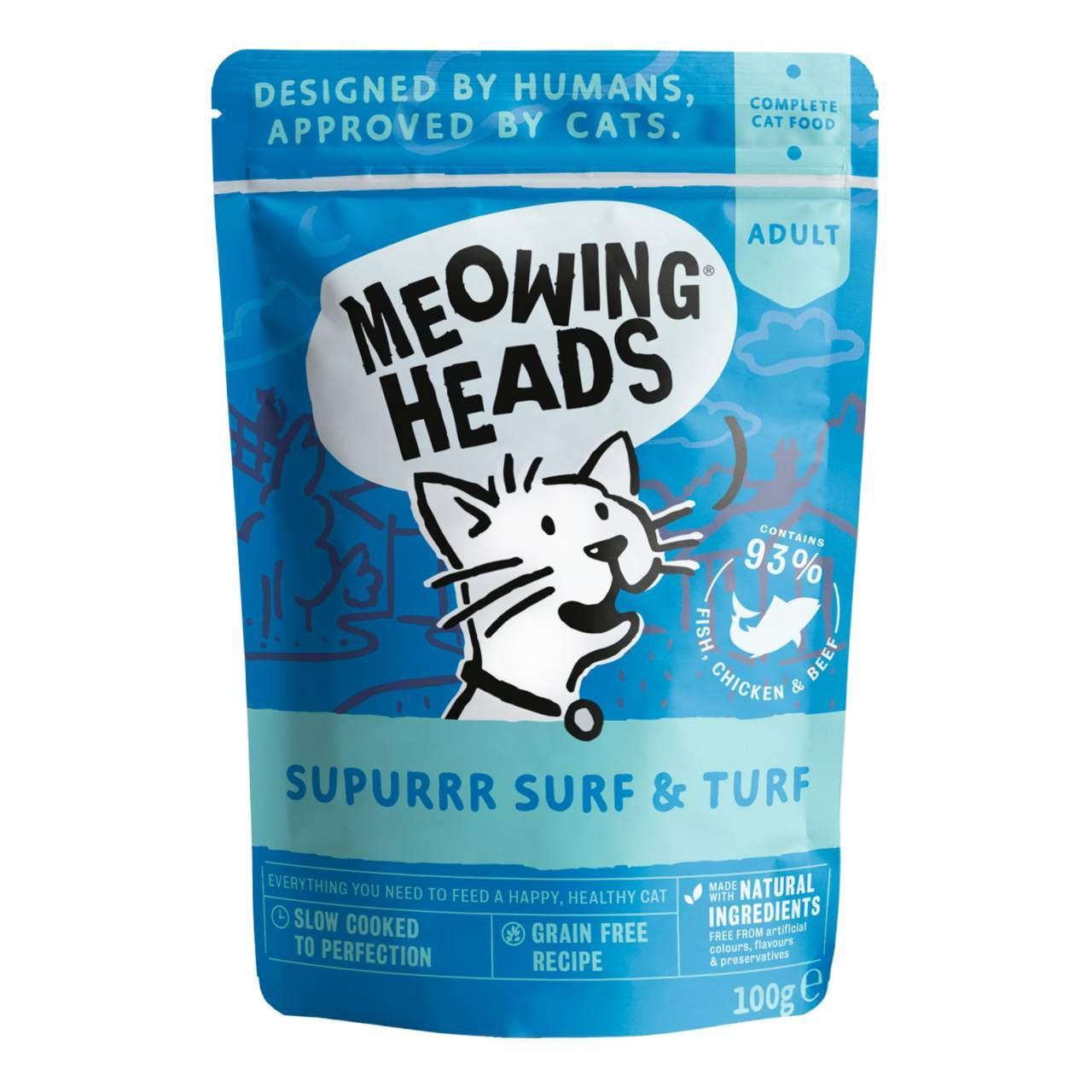 Meowing Heads Supurrr Surf & Turf Wet Cat Food Pouch