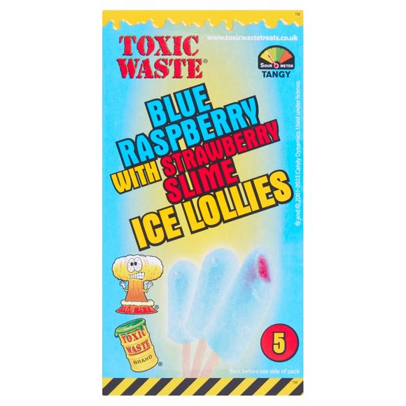 Toxic Waste Blue Raspberry With Strawberry Slime Ice Lollies (275g) 5 X 55g