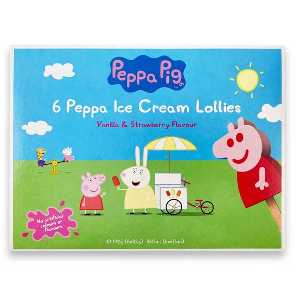 Peppa Pig Ice Cream Lollies Vanilla & Strawberry Flavour (192g) 6 X 32g