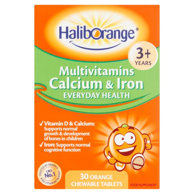 Haliborange Kid's Calcium & Iron Orange Chewable Tablets 3yrs+  30 per pack