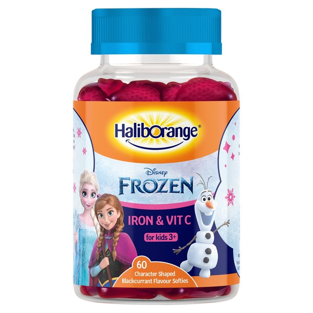 Haliborange Disney Frozen Iron & Vit C 60 Character Shaped Blackcurrant Flavour Softies for Kids 3+