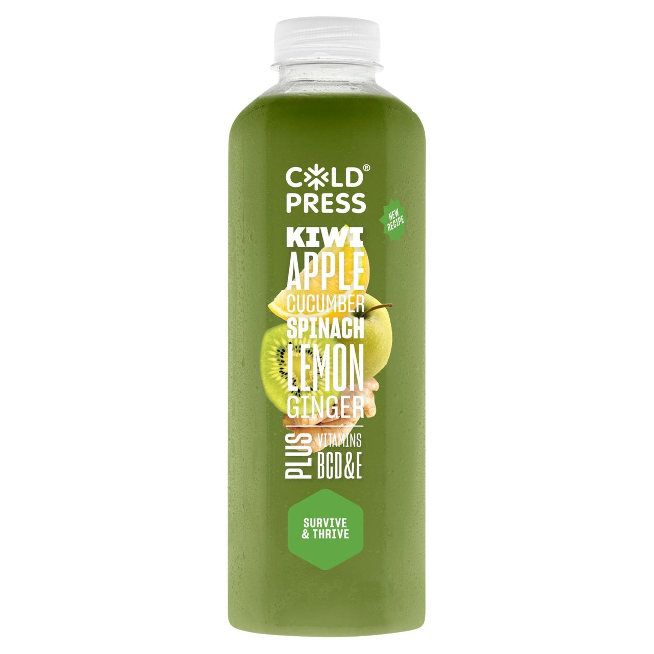 Coldpress Kiwi Apple Cucumber Spinach Lemon Ginger Plus Survive & Thrive Juice 750ml