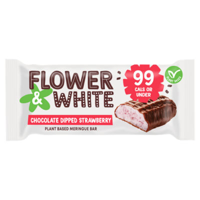 Flower & White Chocolate Dipped Strawberry Plant Based Meringue Bar 20g