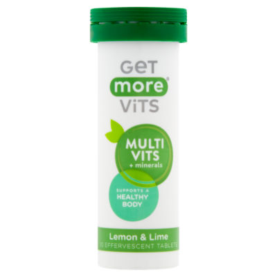 Get More Vits Multivits + Minerals 10 Vitamin Effervescent Tablets Lemon & Lime