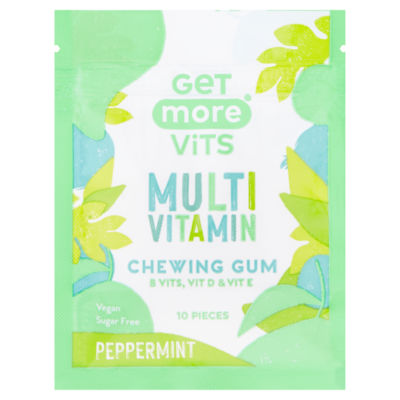 Get More Vits 10 Multi Vitamin Chewing Gum Peppermint 14.2g