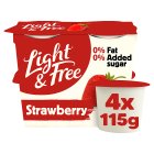 Light & Free Strawberry Greek Style 0% Added Sugar, Fat Free Yogurt 4x115g