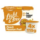 Light&Free Peach Passion Fruit 0% Added Sugar, Fat Free Yogurt 4x115g