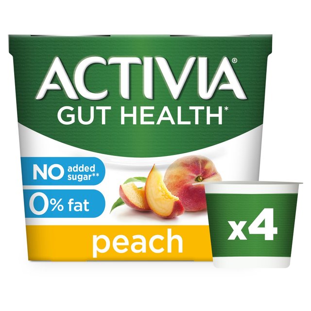 Activia Peach 0% Fat Yogurt 4 x 115g