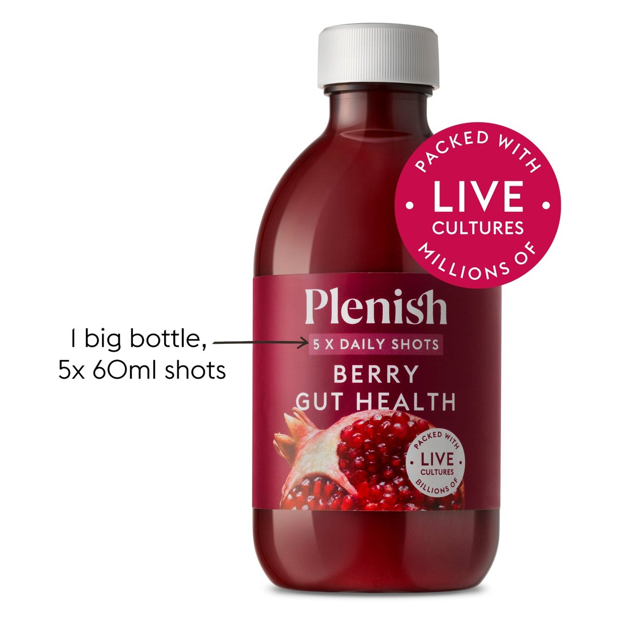 Plenish Berry Gut Health Dosing Bottle 5x Shots