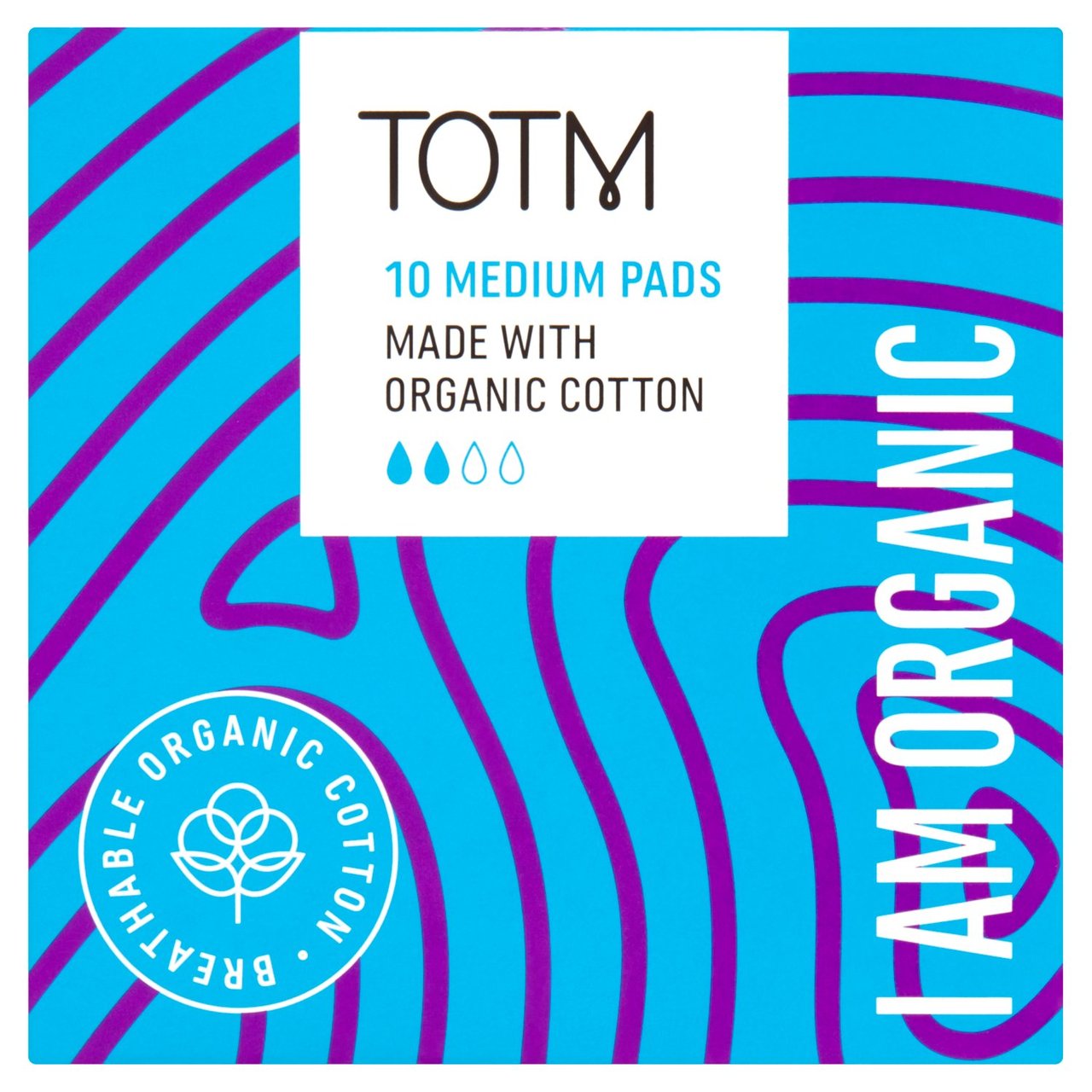 Totm Organic Cotton Medium Flow Pads 10 per pack