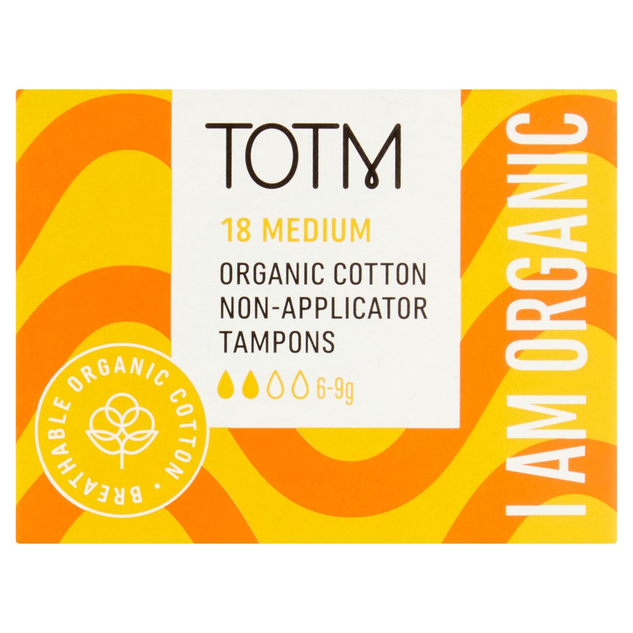 TOTM Organic Cotton Non-Applicator Tampons Medium