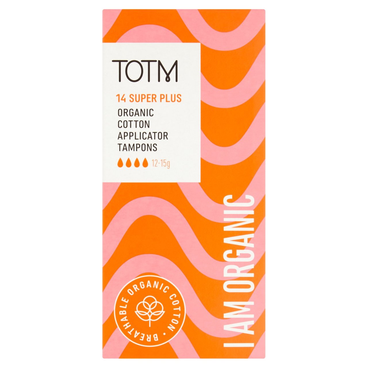 TOTM Organic Cotton Applicator Tampons Super Plus