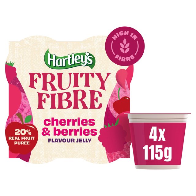 Hartley's Fruity Fibre Cherries & Berries Jelly 4 x 115g