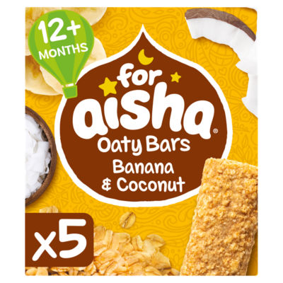 For Aisha Oaty Bars Banana & Coconut 12+ Months 5 x 25g