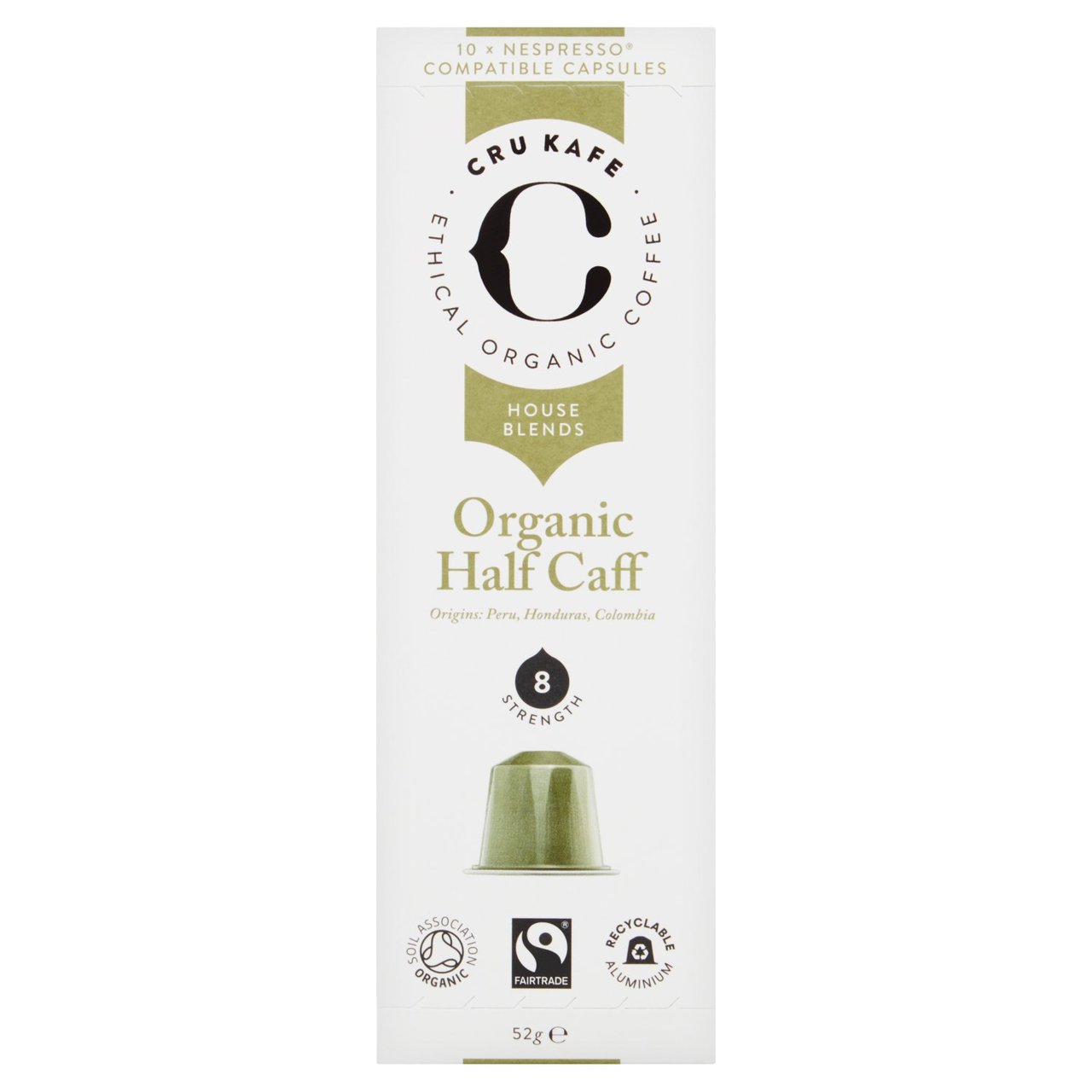 CRU Kafe Organic Half Caff Nespresso Compatible Capsules