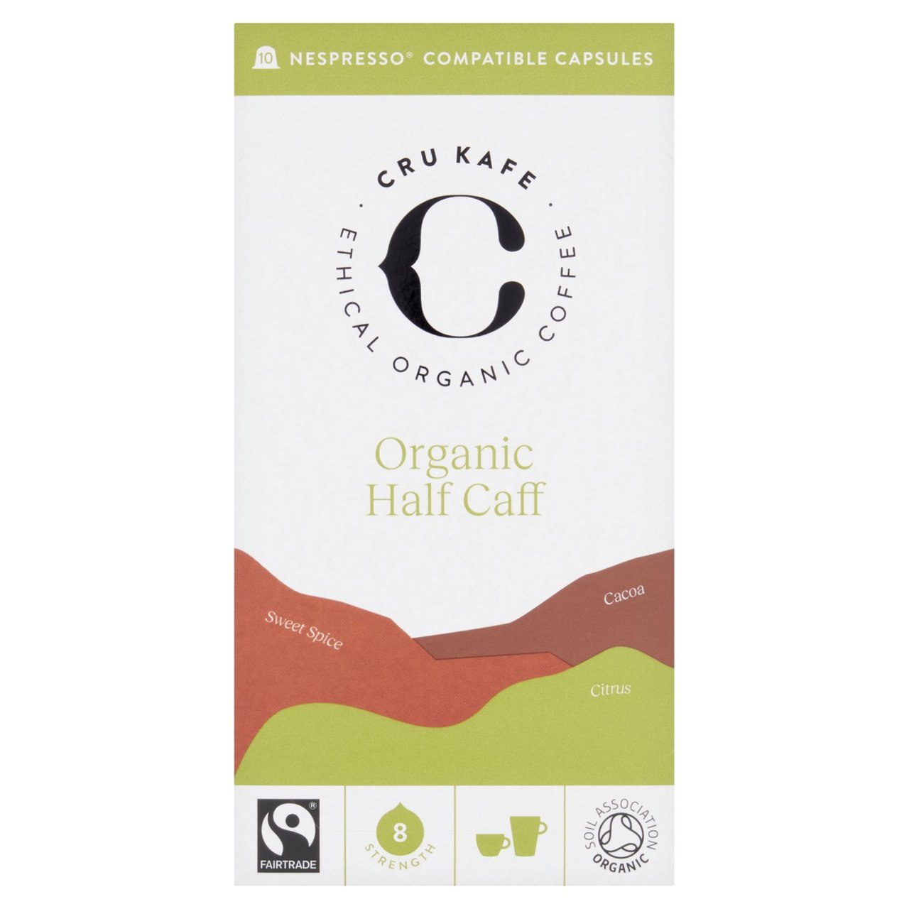 CRU Kafe Organic Fair Trade Half-Caff Pods 10s