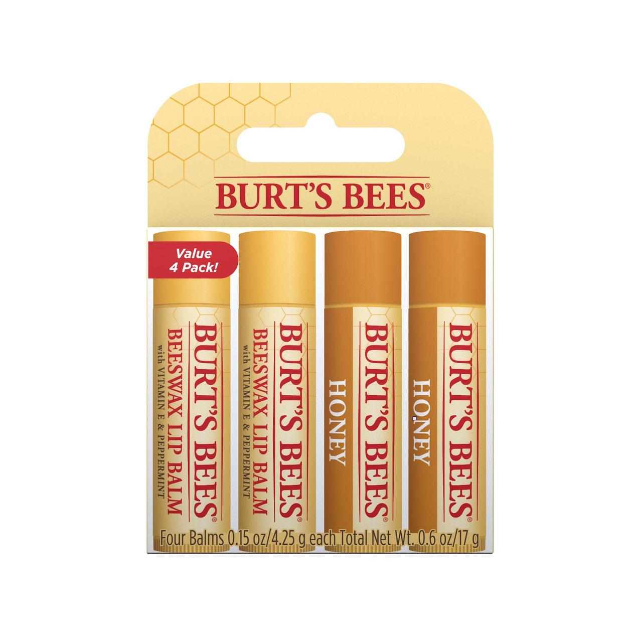 Burt's Bees 100% Natural Moisturising Lip Balm, Original Beeswax & Honey