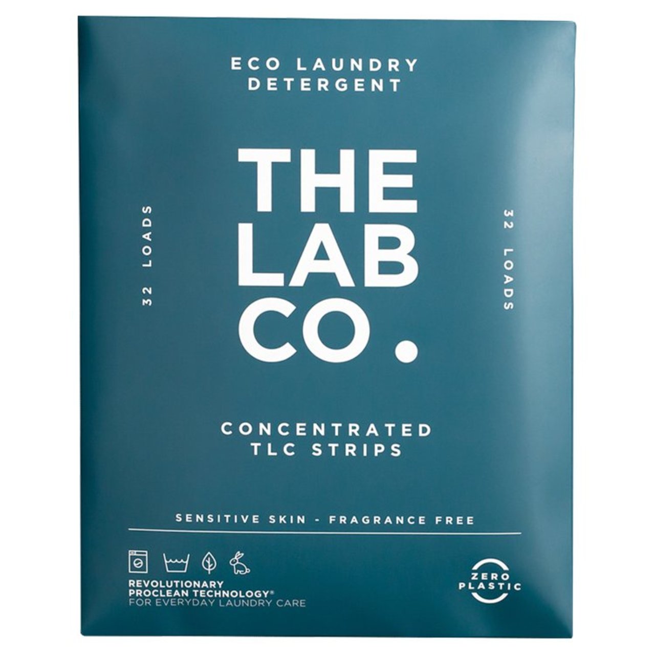 The Lab Co. Laundry Detergent Sheets Non Bio Fragrance Free 32 Loads