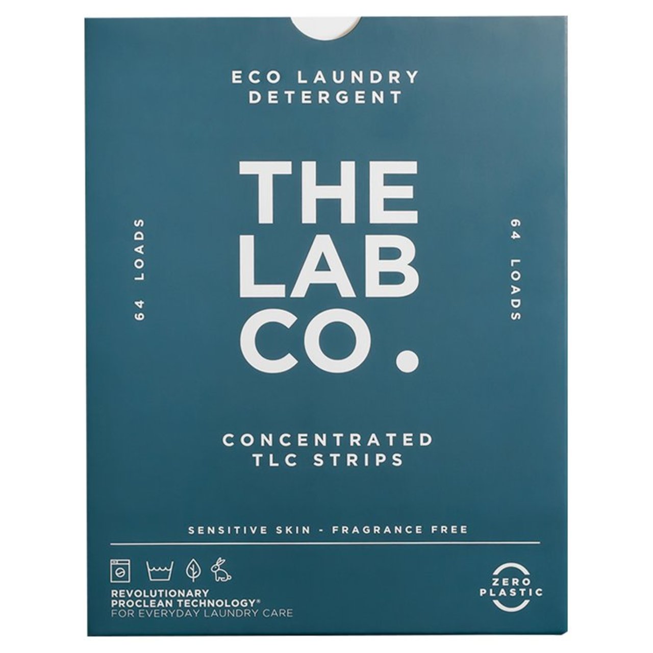 The Lab Co. Laundry Detergent Sheets Non Bio Fragrance Free 64 Loads