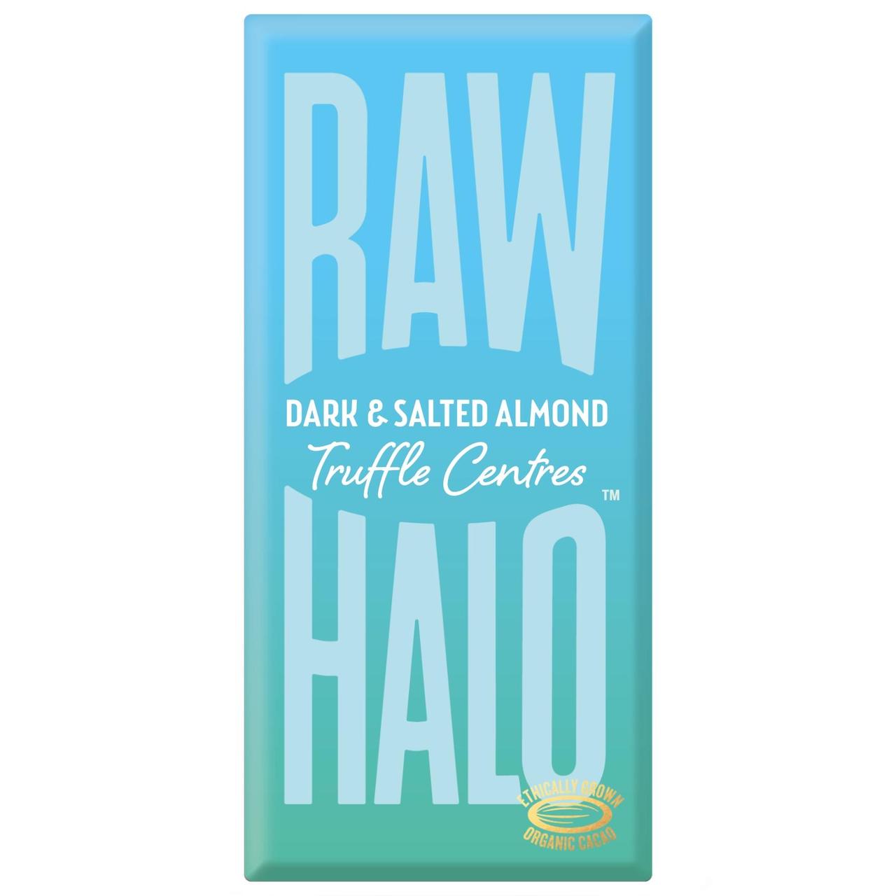 Raw Halo Dark & Salted Almond Truffle Centres Vegan Chocolate Bar