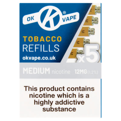 OK Vape Medium Tobacco Electronic Cigarette Refills 12mg