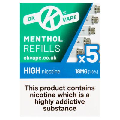 OK Vape High Menthol Electronic Cigarette Refills 18mg