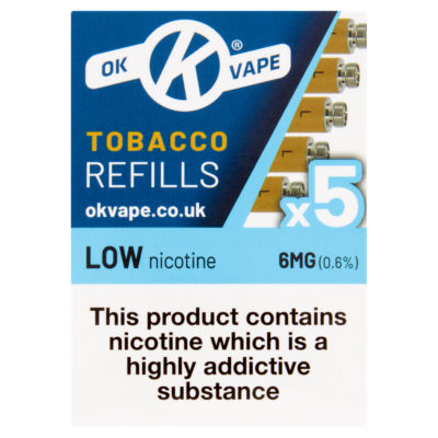 OK Vape Tobacco Flavour Electronic Cigarette Refills x 5