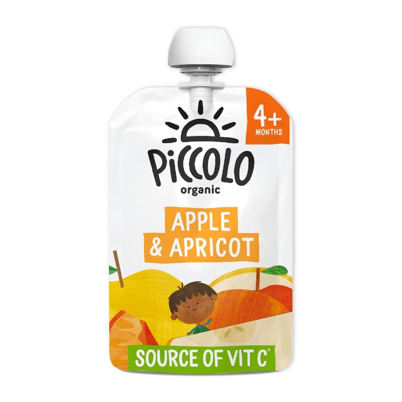 Piccolo Apple & Apricot Organic Pouch, 4 mths+